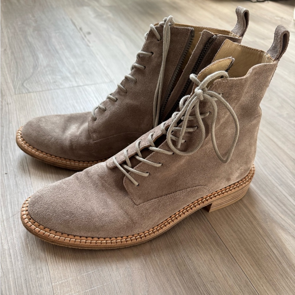 Vince Tan Lace Up Boots with Crepe Soles